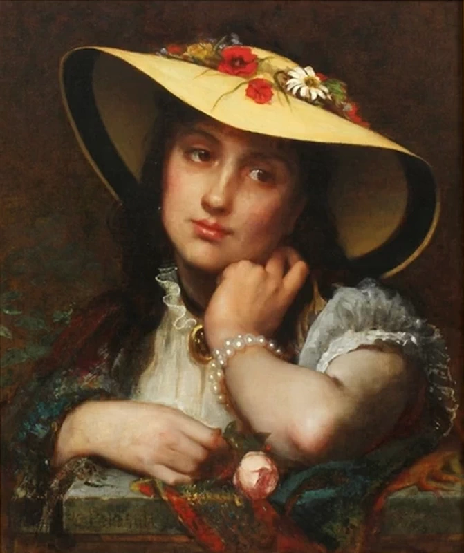 Ragazza con cappello con fiori